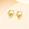 Minimalist geometric triangle hoop earrings in golden finish with high-gloss metallic shine - Triangle Pendant / Gold