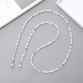 Luxury iridescent pearl crossbody phone chain strap with golden metal clasps for women - Pearl Clover Crossbody Chain (AB Color) / AB Color