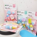 Dessert shaped eraser set featuring macaron colored ice cream and cake erasers - Dessert