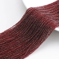 Deep red faceted crystal glass round beads for DIY jewelry and beaded curtains - 1MM String Approx 190pcs (Actual Size 2MM) / Dark Red