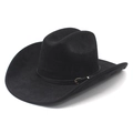 Classic black suede western cowboy hat with wide brim and gold buckle detail - M (56-57cm) / Black