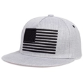 Detail of the high-quality black embroidered US flag pattern on a light grey hip hop cap - Adjustable / Grey with Black Embroidery