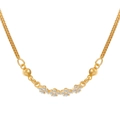 Gold plated butterfly heart necklace with full diamond inlay and tassel pendant - Four-Claw Zirconia Flower (X812)