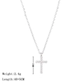 Minimalist silver cross necklace with pavé settings and adjustable 45cm chain - Platinum