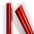 Matte red metallic gift wrapping paper roll with high-end satin finish and white back - Matte Red