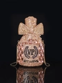 Macro shot of luxury champagne bottle clutch with sparkling crystals and VIP engraving - 11x20 Wine Bottle Bowknot Champagne