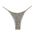 Sexy double-layered leopard print thong featuring side straps and high-cut leg - Beige Leopard