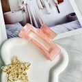 Peach pink marble textured hair claw clip on a decorative white wave tray - Square Clip 8.7cm-Light Pink