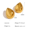 Polished 18K gold-plated stainless steel teardrop earrings in a sleek golden finish - Gold Large Waterdrop
