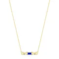 Collana vintage in argento 925 con gemma blu e pendente in filigrana dorata - Oro (Argento 925 Placcato Oro)