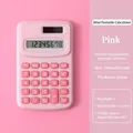 Pink mini 8-digit cartoon calculator, slim portable design for school and office - Pink