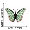 Macro detail of high-quality butterfly embroidery patch with vivid colored thread patterns - Light Green Butterfly with Red Dots (C19HD-09-04)