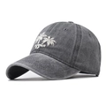 Berretto da baseball in cotone grigio scuro lavato con palma ricamata e Summer 17 - Regolabile / grigio scuro