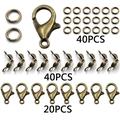 Detail of 100pcs antique bronze jewelry DIY set with lobster clasps and jump rings - Antique Bronze Set