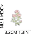 Detail view of pink flower embroidery patch with size labels 4.3cm by 3.2cm - No.3 (Pink Flower Branch)