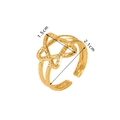 18k gold plated stainless steel open ring with cutout star geometry and adjustable fit - Hollow Star Knot (NB-R2023038)