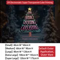 Golden Christmas tree electrostatic window sticker with Merry Christmas greeting UV print - Hand-painted Colorful Tree (SDUV-204) / Small (40x60cm)