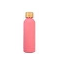 Gourde rose mate en acier inoxydable avec bouchon en bambou sur fond blanc - Rose