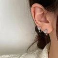 Silver bow hoop earrings for women with a sweet and elegant polished metal finish - Silver Sweet Bow Knot Hoop Earrings(ED1735-1)