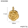 Detailed view of a gold rose flower pendant with size 1.1cm by 0.8cm and 2.5g weight info - BP48509B0-Rose