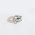 Silver multilayer intertwined open ring with polished finish and micro-pave cubic zirconia - Multi-layer / Four Layers (Silver)