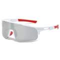 Sport cycling sunglasses with white frame and red rubber legs for outdoor protection - White Frame Silver Mirror