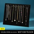 Black velvet jewelry display board with 28 metal hooks for necklaces and bracelets - Double Row 28 Hooks / Black Velvet