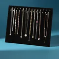 Black velvet jewelry display board with 28 metal hooks for necklaces and bracelets - Double Row 28 Hooks / Black Velvet