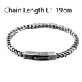 Pulsera de cadena trenzada de 4mm en acero de titanio plateado retro con largo de 19cm - 19cm / Plata Antigua