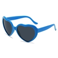 Fashionable heart-shaped sunglasses with bright blue plastic frames and dark lenses - Sapphire Blue