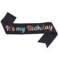 Fascia glitterata nera con scritta colorata It's my Birthday per festa di compleanno - Taglia unica / Nero con testo colorato