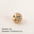 Golden round zircon bead with colorful stones and 1cm diameter size specifications - 10MM Multicolor Zirconia Gold Plated