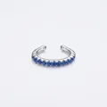 Minimalist S925 sterling silver ear cuff with blue pavé crystals in a C-shaped design - 925 Silver / Blue Rhinestone Silver (RHE681)