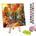 DIY diamond painting kit featuring a colorful butterfly on a wooden easel with tools - Multicolor Inlaid Butterfly (10) / 20x30cm