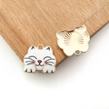 Cute white cat alloy charms in gold finish for DIY jewelry making and earrings - White Cat