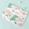 Soft double-layer cotton muslin swaddle blanket with cute green bear and pink floral print - Koala