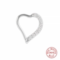 Sparkling S925 sterling silver heart-shaped ear cuff with pave-set clear zircon stones - Platinum Plated Single Piece Right Side Inlaid