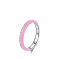 S925 Sterling Silber Ring mit pinkfarbenem Emaille und funkelnden Pavé-Diamanten in Ansicht - US Größe 5 / Rosa Strass-Stil (RHR1595)