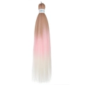 Mèche de cheveux 26 pouces dégradée du brun au rose et blanc crème pour tresses - Ombré Marron vers Rose vers Blanc (FR-37)