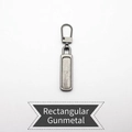 Universal gunmetal rectangular metal zipper puller replacement for bags and coats - Long Rectangular - Gunmetal