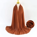 Brown pearl chiffon long scarf for women with elegant drape and fine texture details - Brown