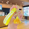Astronaut liquid sand bear keychain with yellow glitter oil and Good Luck wristband - Unicorn Drifting Bottle-Yellow
