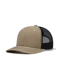 Khaki and black mesh trucker hat with curved brim and breathable back panel - Adjustable / Khaki + Black Mesh