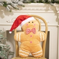 Lebkuchenmann Plüschkissen mit Weihnachtsmütze und Schleife für Weihnachtsdekoration - Lebkuchenmann Männlich (mit Weihnachtsmütze)