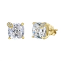 S925 sterling silver square zircon stud earrings with premium gold plated finish - Lze58-14k