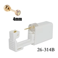 Disposable ear piercing gun with 4mm golden rhinestone stud earring in white plastic base - 4mm Aurora Borealis Zirconia / Gold