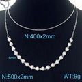 Collar plateado de doble capa con cadena minimalista y diseño de corazones calados - Color Acero Corazón Hueco (KN233670-Z)