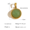 Colgante de aventurina verde en marco circular de acero inoxidable chapado en oro 18K - Estilo Aventurina Redonda (SAC22031423)