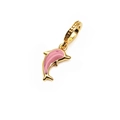 Pink dolphin charm bead with gold plating and enamel finish for DIY charm bracelets - Pink Dolphin Charm