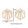 Golden stainless steel hollow hexagon stud earrings measuring ten millimeters in height - Geometric Hexagon Hollow / Gold